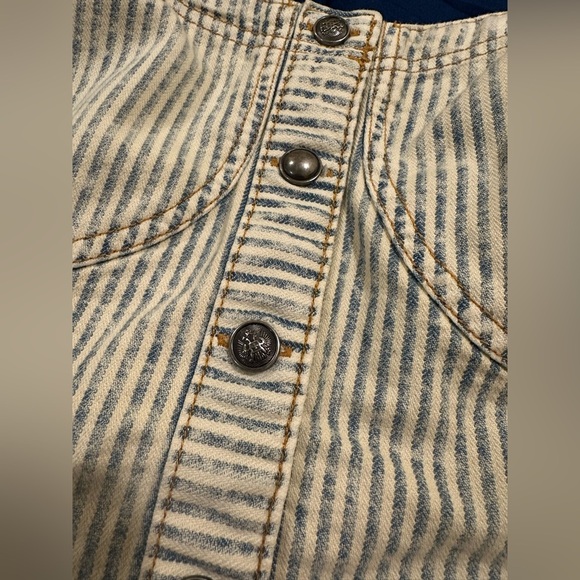 PILCRO XL Anthropologie Denim Sleeveless Corset Crop Tube Top  Club Biker Edgy - Picture 5 of 16